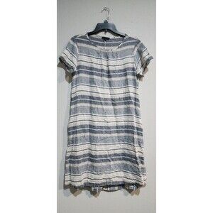 OVS Sz IT 42 US  M Eur 38 Blue Stiped  Linen Blend Short Summer Dress